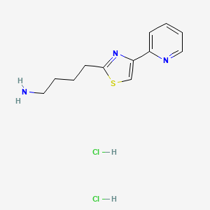molecular formula C12H17Cl2N3S B1446322 4-[4-(Pyridin-2-yl)-1,3-thiazol-2-yl]butan-1-amine dihydrochloride CAS No. 1955532-05-4