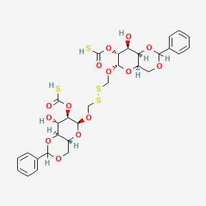 molecular formula C30H34O14S4 B14463257 Bis(methyl 4,6-O-benzylidene-2-o-thiocarbonyl-alpha-D glucopyranoside)disulfide CAS No. 73972-60-8