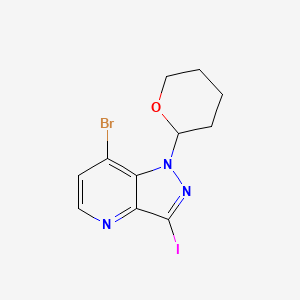 molecular formula C11H11BrIN3O B1446334 7-Bromo-3-iodo-1-(tetrahydro-2H-pyran-2-yl)-1H-pyrazolo[4,3-b]pyridine CAS No. 1416713-70-6
