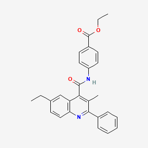 molecular formula C28H26N2O3 B1446335 Ethyl 4-(6-ethyl-3-methyl-2-phenylquinoline-4-carboxamido)benzoate CAS No. 885566-53-0