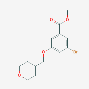 molecular formula C14H17BrO4 B1446337 3-Bromo-5-(tetrahydropyran-4-ylmethoxy)-benzoic acid methyl ester CAS No. 1948233-82-6