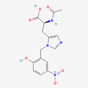 molecular formula C15H16N4O6 B14463519 N-Acetyl-3-[(2-hydroxy-5-nitrophenyl)methyl]-L-histidine CAS No. 66163-95-9