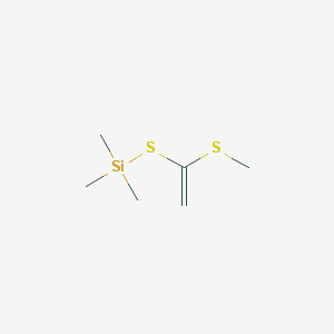 molecular formula C6H14S2Si B14463554 Trimethyl{[1-(methylsulfanyl)ethenyl]sulfanyl}silane CAS No. 71756-43-9