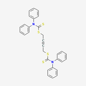 molecular formula C30H24N2S4 B14463568 Carbamic acid, bis(diphenyldithio-, butynylene ester CAS No. 73747-41-8