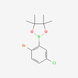 molecular formula C12H15BBrClO2 B1446358 2-(2-Bromo-5-chlorophenyl)-4,4,5,5-tetramethyl-1,3,2-dioxaborolane CAS No. 1256781-63-1