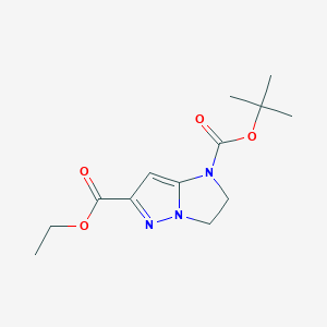 molecular formula C13H19N3O4 B1446363 1-Tert-butyl 6-ethyl 2,3-dihydro-1H-imidazo[1,2-B]pyrazole-1,6-dicarboxylate CAS No. 1820647-54-8