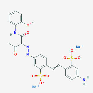 molecular formula C25H22N4Na2O9S2 B14463650 Benzenesulfonic acid, 2-[2-(4-amino-2-sulfophenyl)ethenyl]-5-[[1-[[(2-methoxyphenyl)amino]carbonyl]-2-oxopropyl]azo]-, disodium salt CAS No. 72245-61-5