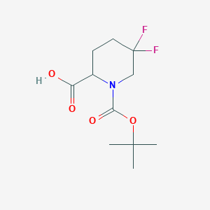 molecular formula C11H17F2NO4 B1446378 1-(tert-Butoxycarbonyl)-5,5-difluoropiperidine-2-carboxylic acid CAS No. 1255663-95-6
