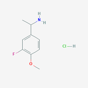molecular formula C9H13ClFNO B1446404 1-(3-Fluoro-4-methoxyphenyl)ethan-1-amine hydrochloride CAS No. 1375472-38-0