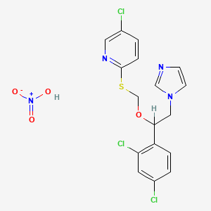 molecular formula C17H15Cl3N4O4S B14464259 Pyridine, 5-chloro-2-(((1-(2,4-dichlorophenyl)-2-(1H-imidazol-1-yl)ethoxy)methyl)thio)-, mononitrate CAS No. 71821-37-9