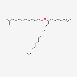 molecular formula C36H72O2 B14464299 Isotridecane, 1,1'-[(3,7-dimethyl-6-octenylidene)bis(oxy)]bis- CAS No. 67923-82-4