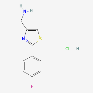 molecular formula C10H10ClFN2S B1446459 (2-(4-氟苯基)噻唑-4-基)甲胺盐酸盐 CAS No. 1187932-83-7