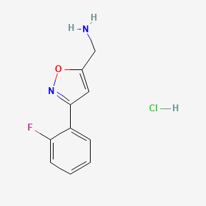 molecular formula C10H10ClFN2O B1446460 (3-(2-氟苯基)异噁唑-5-基)甲胺盐酸盐 CAS No. 1187928-55-7