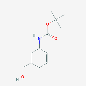 molecular formula C12H21NO3 B1446463 叔丁基 N-[5-(羟甲基)环己-2-烯-1-基]氨基甲酸酯 CAS No. 1134374-57-4