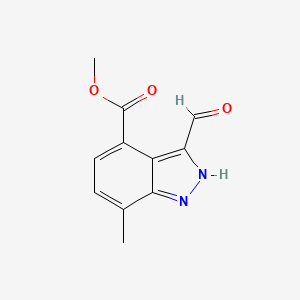 molecular formula C11H10N2O3 B1446483 3-Formyl-7-methyl-1H-indazole-4-carboxylic acid methyl ester CAS No. 1352395-25-5