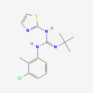 molecular formula C15H19ClN4S B14464831 Guanidine, 1-tert-butyl-2-(3-chloro-o-tolyl)-3-(2-thiazolyl)- CAS No. 72041-72-6