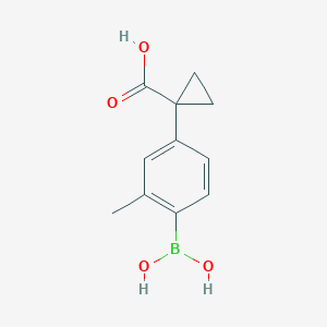 molecular formula C11H13BO4 B1446485 1-[4-(Dihydroxyboranyl)-3-methylphenyl]cyclopropane-1-carboxylic acid CAS No. 1628507-89-0