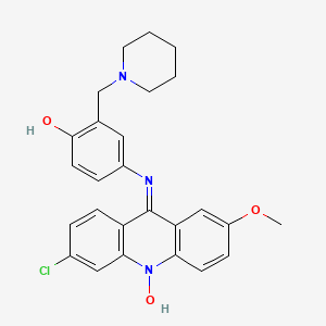 molecular formula C26H26ClN3O3 B14464989 Acridine, 3-chloro-9-(4-hydroxy-3-piperidinomethylanilino)-7-methoxy-, 10-oxide CAS No. 73663-84-0