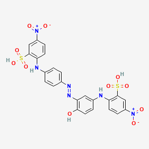 molecular formula C24H18N6O11S2 B14465063 Benzenesulfonic acid, 2-[[4-[[2-hydroxy-5-[(4-nitro-2-sulfophenyl)amino]phenyl]azo]phenyl]amino]-5-nitro- CAS No. 68134-19-0