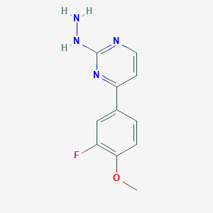molecular formula C11H11FN4O B1446513 4-(3-Fluoro-4-methoxyphenyl)-2-hydrazinopyrimidine CAS No. 1410821-09-8