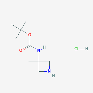 molecular formula C9H19ClN2O2 B1446518 叔丁基（3-甲基氮杂环丁-3-基）氨基甲酸酯盐酸盐 CAS No. 1408076-37-8