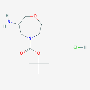 molecular formula C10H21ClN2O3 B1446530 4-Boc-6-Amino-[1,4]oxazepane hydrochloride CAS No. 1414958-25-0