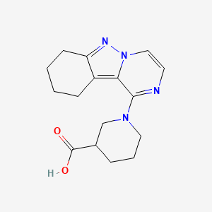 molecular formula C16H20N4O2 B1446537 1-(7,8,9,10-Tetrahydropyrazino[1,2-b]indazol-1-yl)piperidine-3-carboxylic acid CAS No. 1610377-00-8