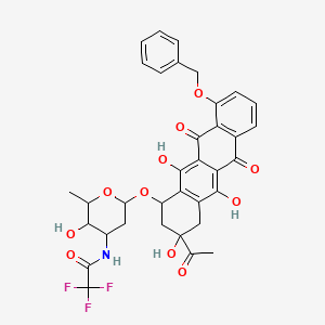 molecular formula C35H32F3NO11 B14465395 N-[6-[(3-acetyl-3,5,12-trihydroxy-6,11-dioxo-10-phenylmethoxy-2,4-dihydro-1H-tetracen-1-yl)oxy]-3-hydroxy-2-methyloxan-4-yl]-2,2,2-trifluoroacetamide CAS No. 67665-74-1