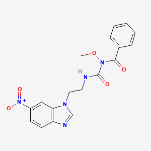molecular formula C18H17N5O5 B14465422 Benzamide, p-methoxy-N-(((2-(6-nitro-1H-benzimidazol-1-yl)ethyl)amino)carbonyl)- CAS No. 66485-89-0