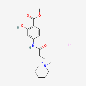 molecular formula C17H25IN2O4 B14465438 Methyl 4-(3-piperidinopropionylamino)salicylate, methiodide CAS No. 73790-27-9