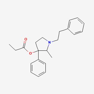 molecular formula C22H27NO2 B14465486 2-Methyl-1-phenethyl-3-phenyl-3-propionoxypyrrolidine CAS No. 69552-18-7