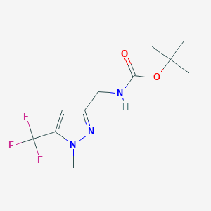 molecular formula C11H16F3N3O2 B1446549 tert-butyl ((1-methyl-5-(trifluoromethyl)-1H-pyrazol-3-yl)methyl)carbamate CAS No. 1446786-36-2