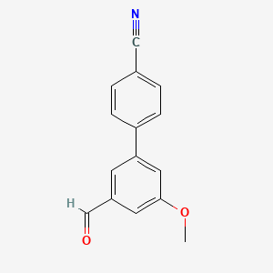 molecular formula C15H11NO2 B1446554 4-(3-Formyl-5-methoxyphenyl)benzonitrile CAS No. 1445322-53-1