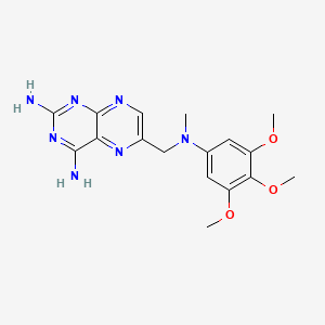 molecular formula C17H21N7O3 B14465550 6-{[Methyl(3,4,5-trimethoxyphenyl)amino]methyl}pteridine-2,4-diamine CAS No. 65711-85-5