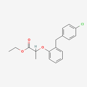 molecular formula C18H19ClO3 B14465575 Ethyl (+-)-2-(2-((4-chlorophenyl)methyl)phenoxy)propanoate CAS No. 71565-50-9