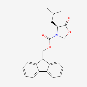 molecular formula C22H23NO4 B1446562 9H-fluoren-9-ylmethyl (4S)-4-(2-methylpropyl)-5-oxo-1,3-oxazolidine-3-carboxylate CAS No. 864966-70-1