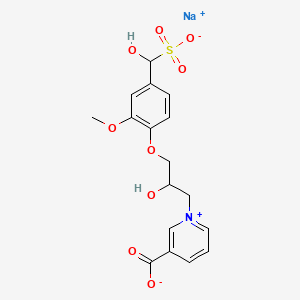 molecular formula C17H18NNaO9S B14465800 Pyridinium, 3-carboxy-1-(2-hydroxy-3-(4-(hydroxysulfomethyl)-2-methoxyphenoxy)propyl)-, inner salt, monosodium salt CAS No. 68016-07-9