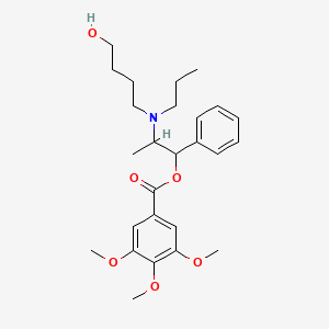 molecular formula C26H37NO6 B14465804 alpha-(1-(N-Propyl-N-(4-(3,4,5-trimethoxybenzoyloxy)butyl))ethyl)benzyl alcohol CAS No. 72017-45-9