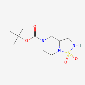 molecular formula C10H19N3O4S B1446582 tert-butyl 1,1-dioxo-hexahydro-2H-1lambda6-[1,2,5]thiadiazolo[2,3-a]piperazine-5-carboxylate CAS No. 1797583-04-0