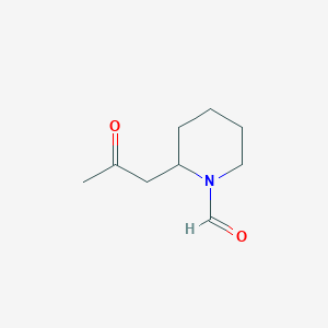 molecular formula C9H15NO2 B14465925 2-(2-Oxopropyl)piperidine-1-carbaldehyde CAS No. 73777-70-5