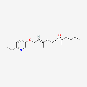 molecular formula C20H31NO2 B14465949 Pyridine, 5-((5-(3-butyl-3-methyloxiranyl)-3-methyl-2-pentenyl)oxy)-2-ethyl- CAS No. 71524-13-5