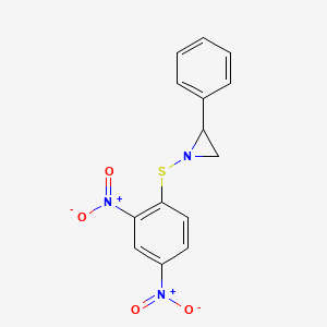 molecular formula C14H11N3O4S B14465964 Aziridine, 1-[(2,4-dinitrophenyl)thio]-2-phenyl- CAS No. 73155-21-2