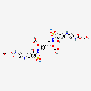 molecular formula C56H48N8Na2O20S2 B14465993 Acetic acid, 2,2'-[[4,4'-bis[[6-[[1-hydroxy-4-[[(2-methoxyethoxy)carbonyl]amino]phenyl]amino]-3-sulfo-2-naphthalenyl]azo][1,1'-biphenyl]-3,3'-diyl]bis(oxy)]bis-, disodium salt CAS No. 68259-04-1