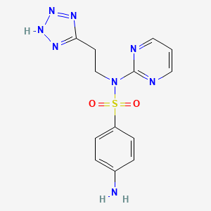 molecular formula C13H14N8O2S B14466043 4-Amino-N-2-pyrimidinyl-N-(2-(1H-tetrazol-5-yl)ethyl)benzenesulfonamide CAS No. 69518-42-9