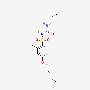 molecular formula C17H28N2O4S B14466047 Benzenesulfonamide, N-((butylamino)carbonyl)-2-methyl-4-(pentyloxy)- CAS No. 68499-44-5