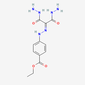 molecular formula C12H16N6O4 B14466073 Ethyl 4-[2-(1,3-dihydrazinyl-1,3-dioxopropan-2-ylidene)hydrazinyl]benzoate CAS No. 66622-66-0