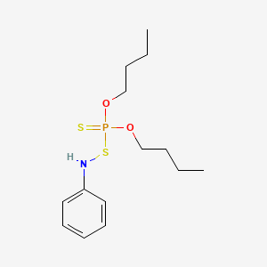 molecular formula C14H24NO2PS2 B14466338 N-dibutoxyphosphinothioylsulfanylaniline CAS No. 65767-52-4