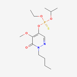 molecular formula C14H25N2O5PS B14466357 Phosphorothioic acid, O-(1-butyl-1,6-dihydro-5-methoxy-6-oxo-4-pyridazinyl) O-ethyl O-(1-methylethyl) ester CAS No. 72538-13-7