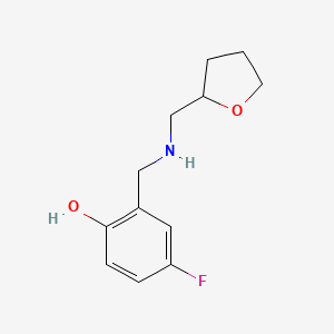 molecular formula C12H16FNO2 B1446642 4-Fluoro-2-((((tetrahydrofuran-2-yl)methyl)amino)methyl)phenol CAS No. 1522538-33-5