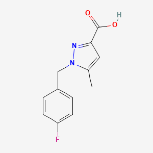 molecular formula C12H11FN2O2 B1446651 1-(4-Fluorobenzyl)-5-methyl-1H-pyrazole-3-carboxylic acid CAS No. 1020238-69-0